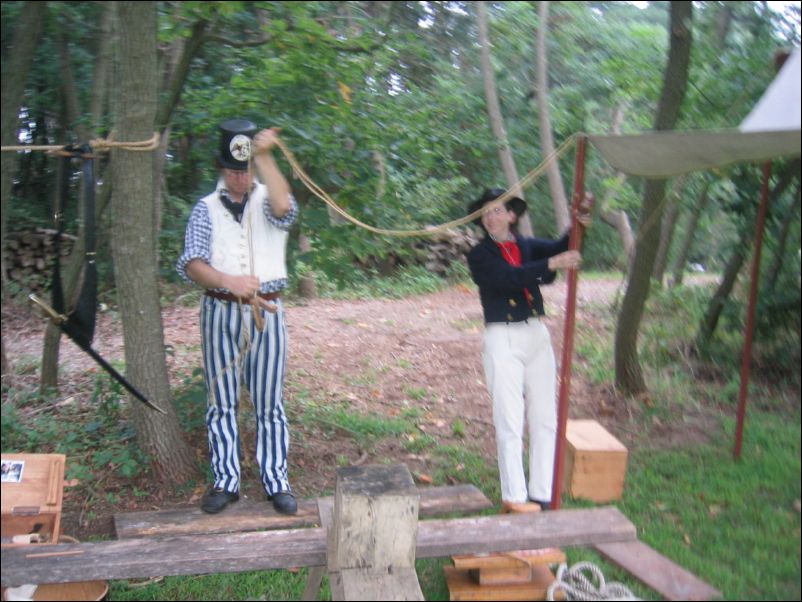 Myron and Hansome Cabin Boy Hunter<br>setting up the fly