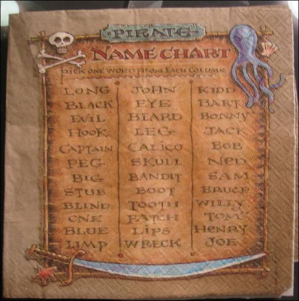 The Napkin that spawned the<br><a href=http://www.wincingdevil.com/name.htm>name game</a>!
