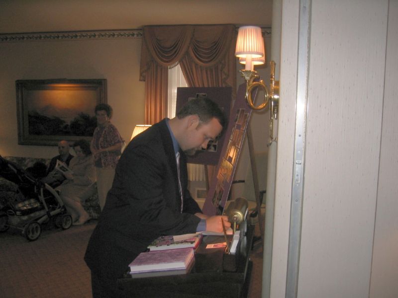 Randee Setting up the guest book